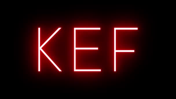 Czerwony Neon Retro Trzyliterowym Identyfikatorem Dla Międzynarodowego Lotniska Kef Keflavik — Wideo stockowe