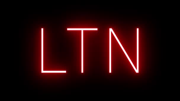 Czerwony Neon Retro Trzyliterowym Identyfikatorem Ltn London Luton Airport — Wideo stockowe