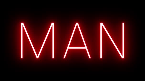 Κόκκινο Ρετρό Νέον Σήμα Τριών Γραμμάτων Αναγνωριστικό Για Man Manchester — Αρχείο Βίντεο
