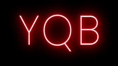 YQB Quebec Şehir Havaalanı için üç harfli tanımlayıcı ile kırmızı retro neon tabela