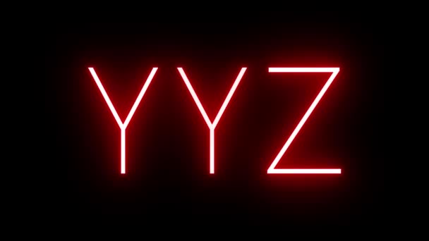 Yyzトロント国際空港の3文字の識別子を備えたレッドレトロネオンサイン — ストック動画