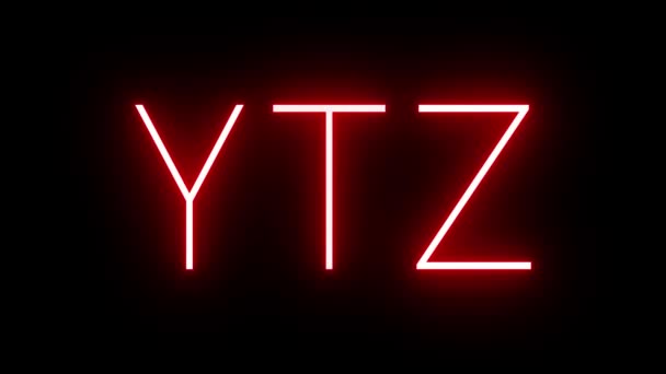 Κόκκινο Ρετρό Νέον Υπογράψει Τριών Γραμμάτων Αναγνωριστικό Για Ytz Τορόντο — Αρχείο Βίντεο