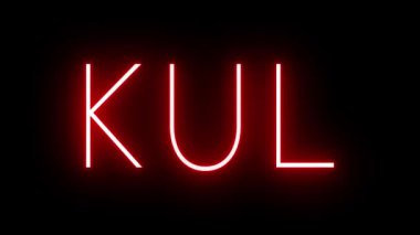 KUL Kuala Lumpur Uluslararası Havalimanı için üç harfli tanımlayıcı ile kırmızı retro neon işareti 