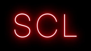 SCL Santiago Arturo Merino Bentez Uluslararası Havalimanı için üç harfli tanımlayıcı ile kırmızı retro neon tabela