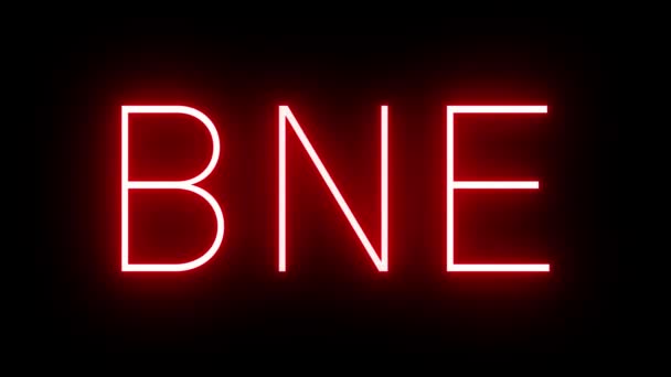Bneブリスベン国際空港の3文字の識別子で赤いレトロネオンサイン — ストック動画