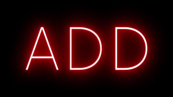 Rote Retro Leuchtreklame Mit Drei Buchstaben Für Den Add Addis — Stockvideo