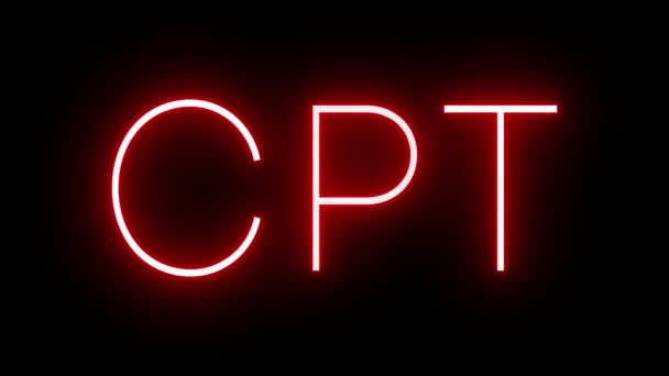 Cptケープタウン国際空港の3文字の識別子を備えたレッドレトロネオンサイン — ストック動画