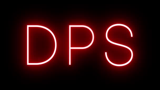 Rood Retro Neon Bord Met Drieletterige Identificatiecode Voor Dps Bali — Stockvideo
