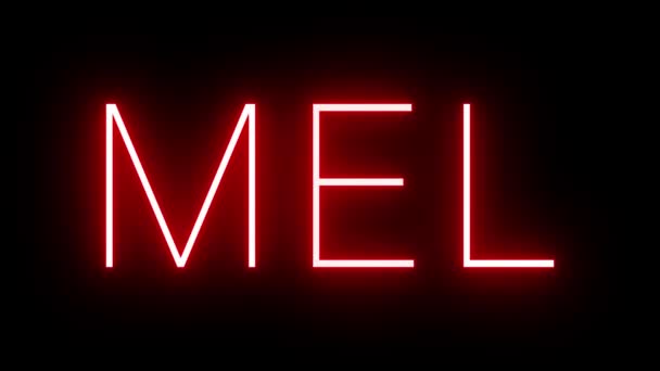 Rød Retro Neon Skilt Med Tre Bogstaver Identifikator Mel Melbourne – Stock-video