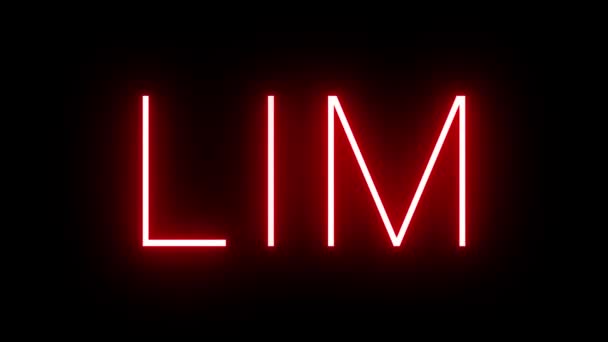Rood Retro Neon Bord Met Drie Letters Voor Lim Lima — Stockvideo