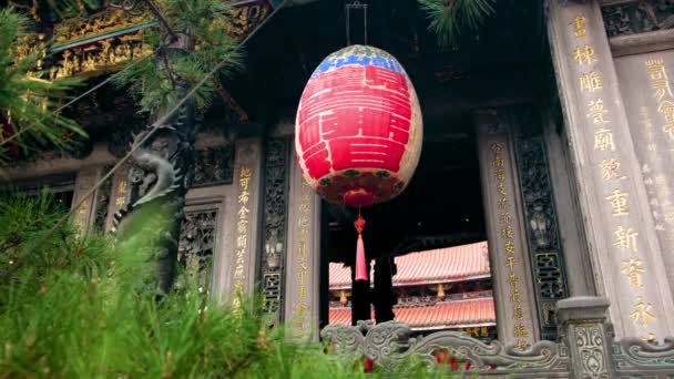 Linterna China Colorida Templo Buddhist Longshan Taipei — Vídeos de Stock