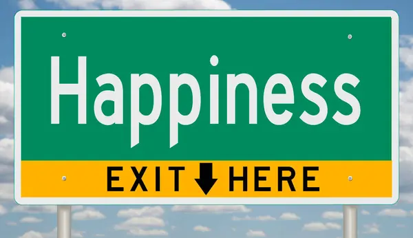 Yeşil ve sarı otoyol çıkış işareti ve Mutlu UMUTLAR için ok