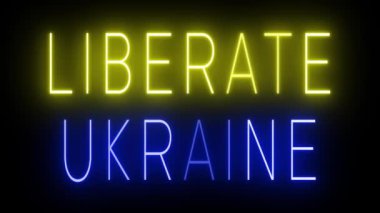 Siyah bir arkaplan üzerinde parlayan titreşimli retro tarzı neon ışığı UKRAINE