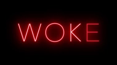 WKE için siyah bir arkaplan üzerinde parlayan yanıp sönen kırmızı retro tarzı neon tabela