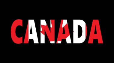 Kanada bayrağı tarzında CANADA kelimesi siyah arkaplana karşı