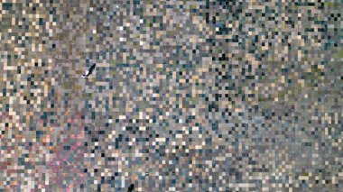 İnsansız hava aracı görüntüsü Tiran 'daki Skanderbeg Meydanı' nı oluşturan karelere doğrudan aşağı bakıyor