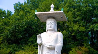 Seul 'deki Bongeunsa Tapınağı' nda büyük Buda heykeli.