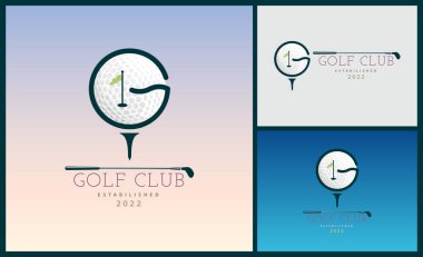 Golf sopası sopası bayrak işareti G logo tasarım şablonu vektörü marka veya şirket ve diğer