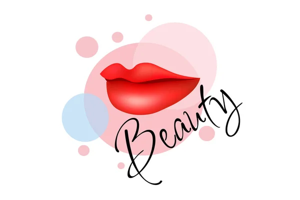 Belleza Labios Beso Maquillaje Cosméticos Salón Spa Logotipo Diseño Plantilla — Vector de stock