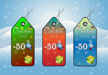Noelde satış rozeti ve etiket tasarımı koleksiyonu flaş satış indirimi etiket tasarımı illüstrasyonu