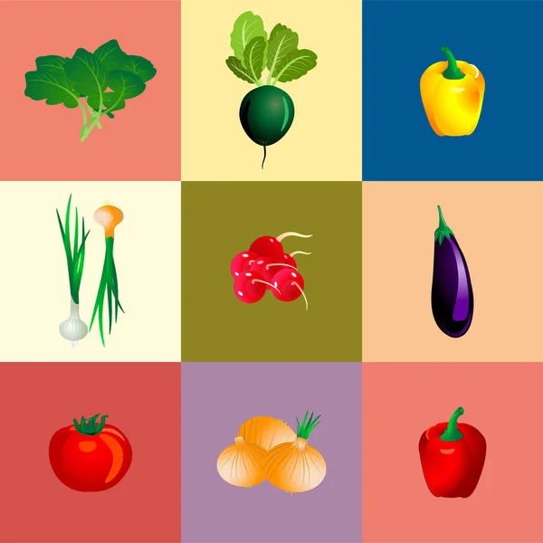Warzywa Owoce Wektor Ilustracja Zestaw — Wektor stockowy