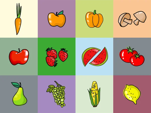 Fruits Clipart Set Vector Illustration — Stock Vector