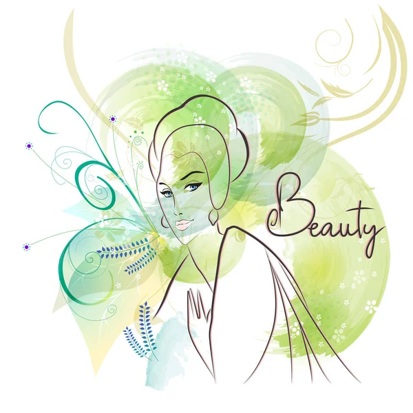 Beauty Aesthetics Woman Watercolor Illustration Colorful — Stok Vektör