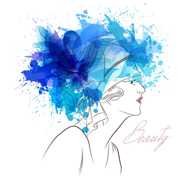 Belleza Estética Mujer Acuarela Ilustración Colorido — Vector de stock