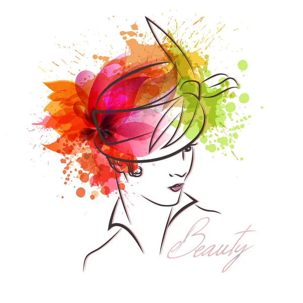 Beauty Aesthetics Woman Watercolor Illustration Colorful — Stockvektor