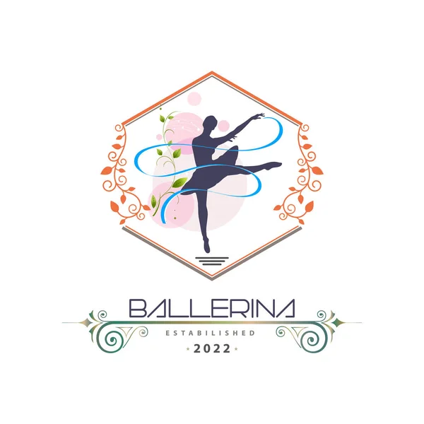 Ballerina dance in ballet motion dance style logo template design vector for brand or company and other