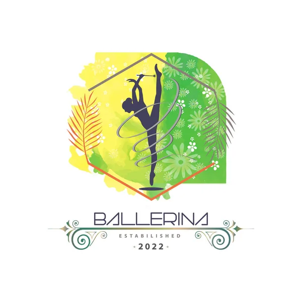 Marka Veya Şirket Için Balerin Dansı Suluboya Logo Şablonu Tasarım — Stok Vektör