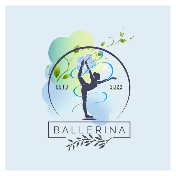 Ballerina dance in ballet motion dance style logo template design vector for brand or company and other