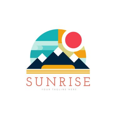Marka ya da şirket için gündoğumu modern geometrik logo şablonu tasarımı