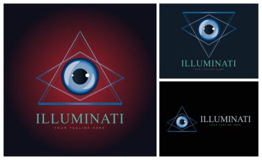 Illuminati göz küreleri üçgen logo tasarım şablonu marka veya şirket ve diğerleri için   