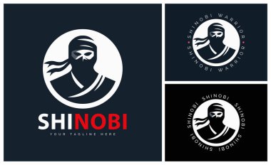 Ninja suikastçı shinobi logosu, siluet şablon tasarımını ayarladı
