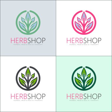 Bitkisel bitkiler bitkisel bitki dükkanı modern logo set şablonu tasarımı