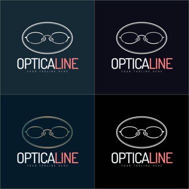 Optik çizgi gözlüğü çerçeve logosu şablon tasarımı
