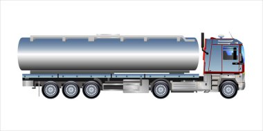 Tanker kamyonu römorku ağır kargo endüstrisi vektör ilüstrasyonu