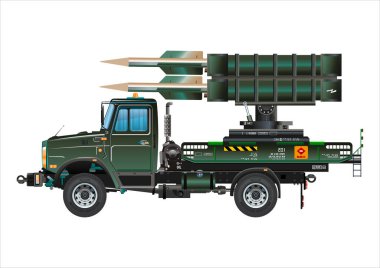 Füze aracı askeri silah roket atar kamyon vektör çizimi