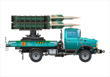 Füze aracı askeri silah roket atar kamyon vektör çizimi