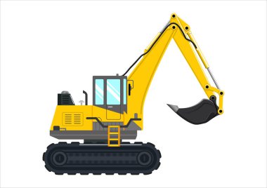 Kazı aracı ağır ekipman 3D illüstrasyon vektörü grafiği