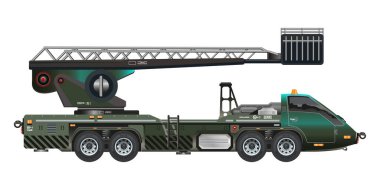 Gökyüzü asansör kamyonu peron araç 3D vektör illüstrasyon