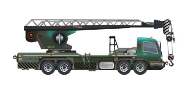 Turna kamyonu çekici kanca ağır yük vagonu 3D vektör illüstrasyon