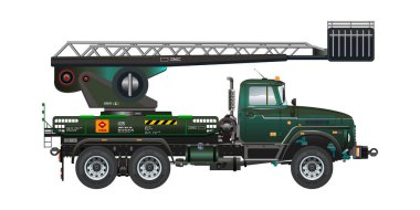 Gökyüzü asansör kamyonu peron araç 3D vektör illüstrasyon