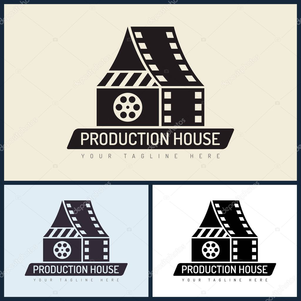 Production house roll film entertainment logo design template