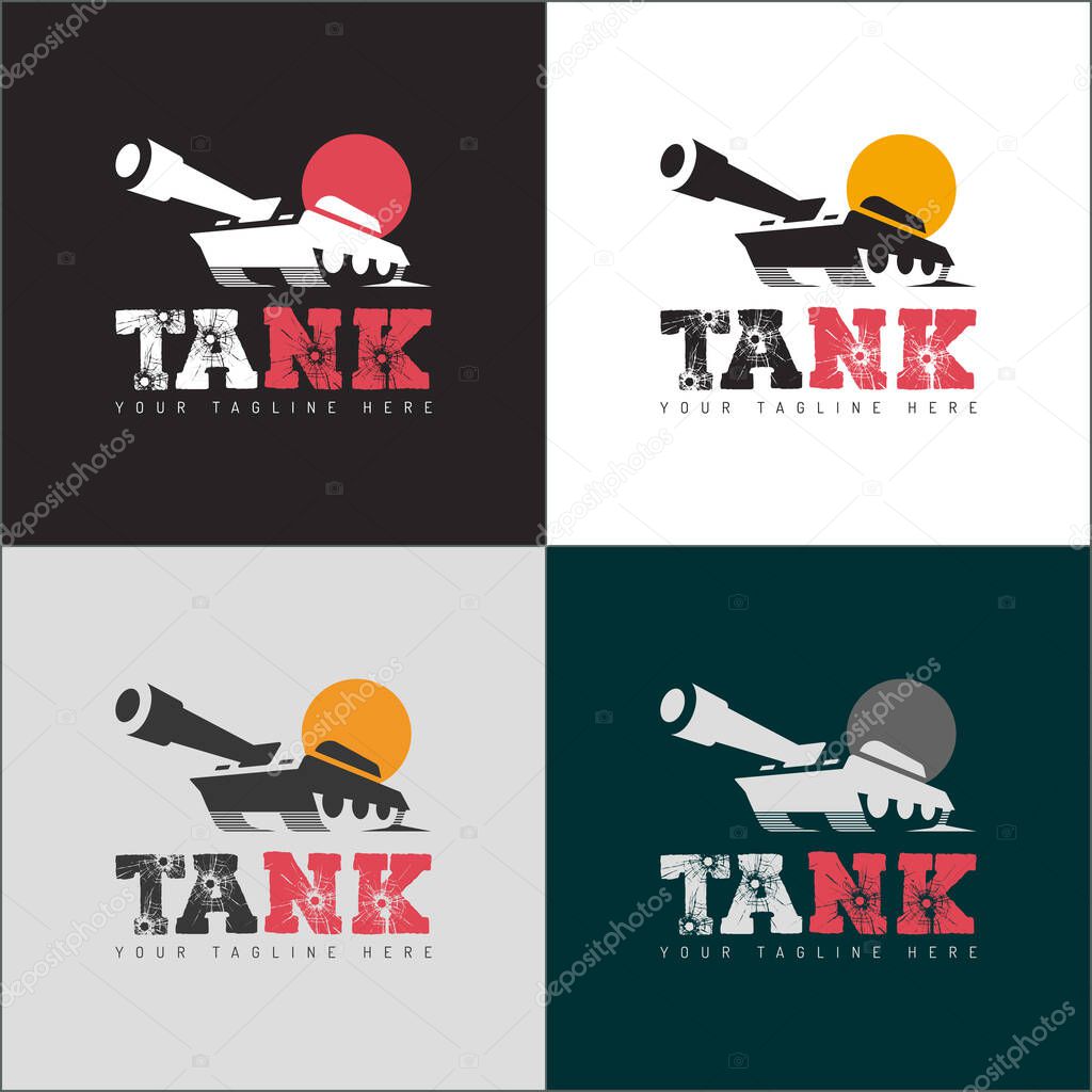 Main battle tank gamer logo set design template