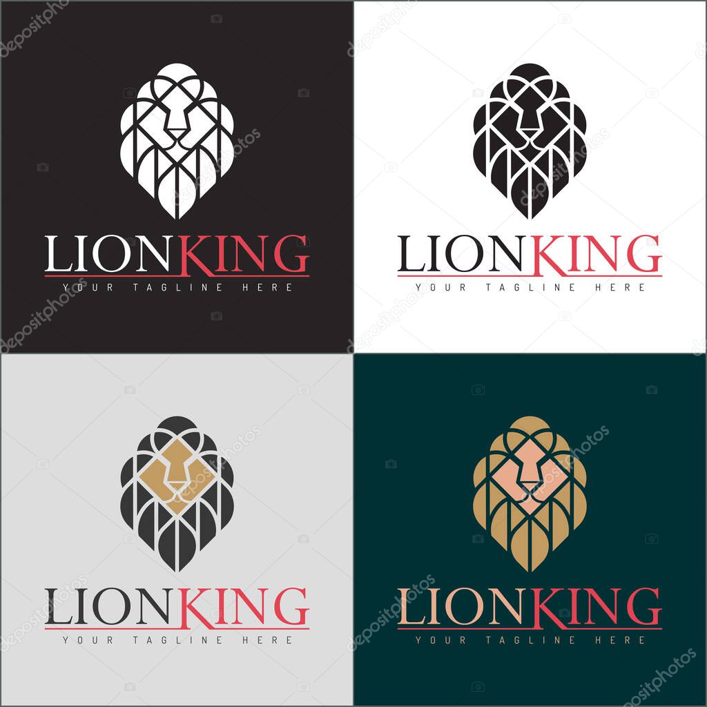 Lion king face head shapes silhouette logo set design template