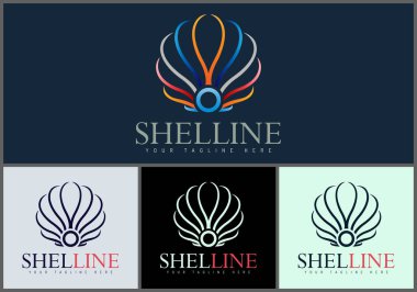 Midye kabuğu inci lüks serisi sanat renk logosu modern şablon tasarımı