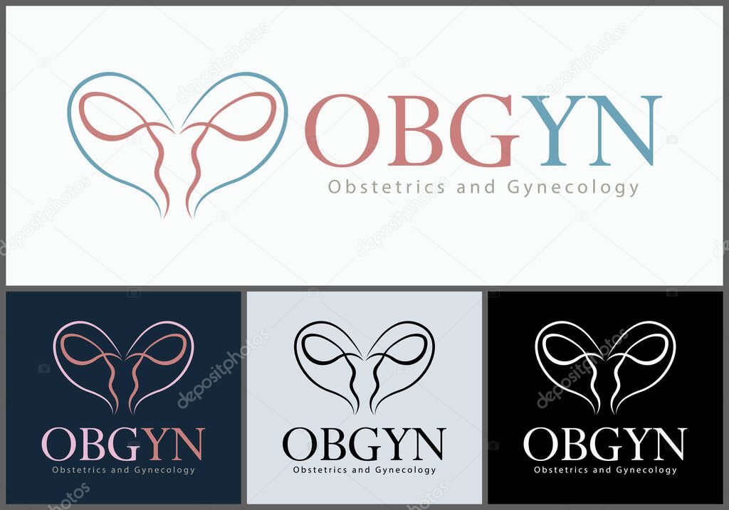 OBGYN obstetrics and gynecology clinic line art love medical care logo set template design