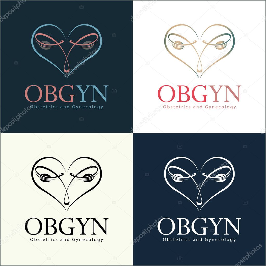 OBGYN obstetrics and gynecology clinic line art love medical care logo set template design